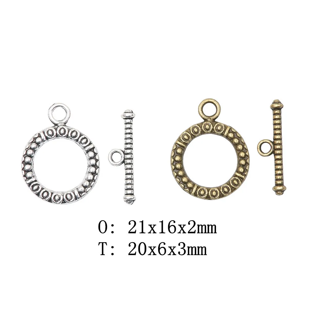 Vintage Alloy Toggle Clasp OT Connectors For DIY Jewelry Making Antique Silver Bronze Round Ring T-Bar Handcrafted Findings