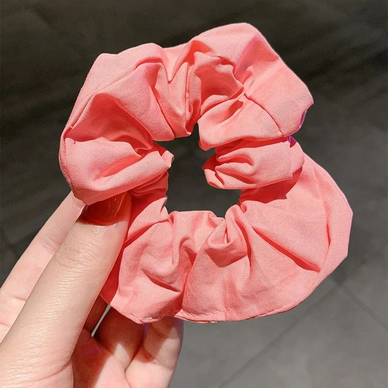 Korean Style Solid Color Fabric Scrunchies Geometric High Elastic Hair Ties Pleated Hair Bands Fashion Hair Accessories For Women Girls