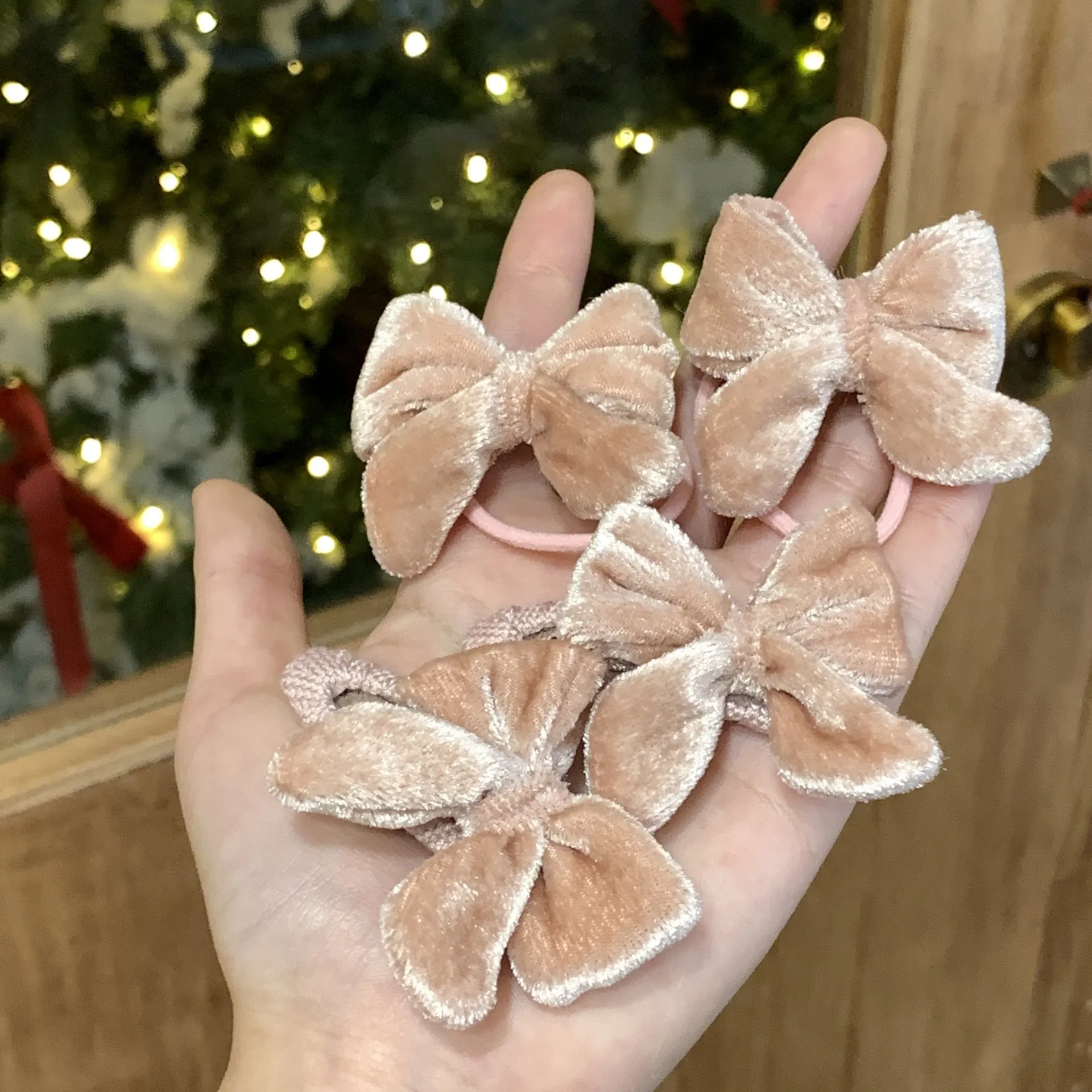 Barrettes Et Élastiques À Cheveux Avec Nœud En Velours Style Coréen Pour Femmes Rose Accessoires Cheveux Doux