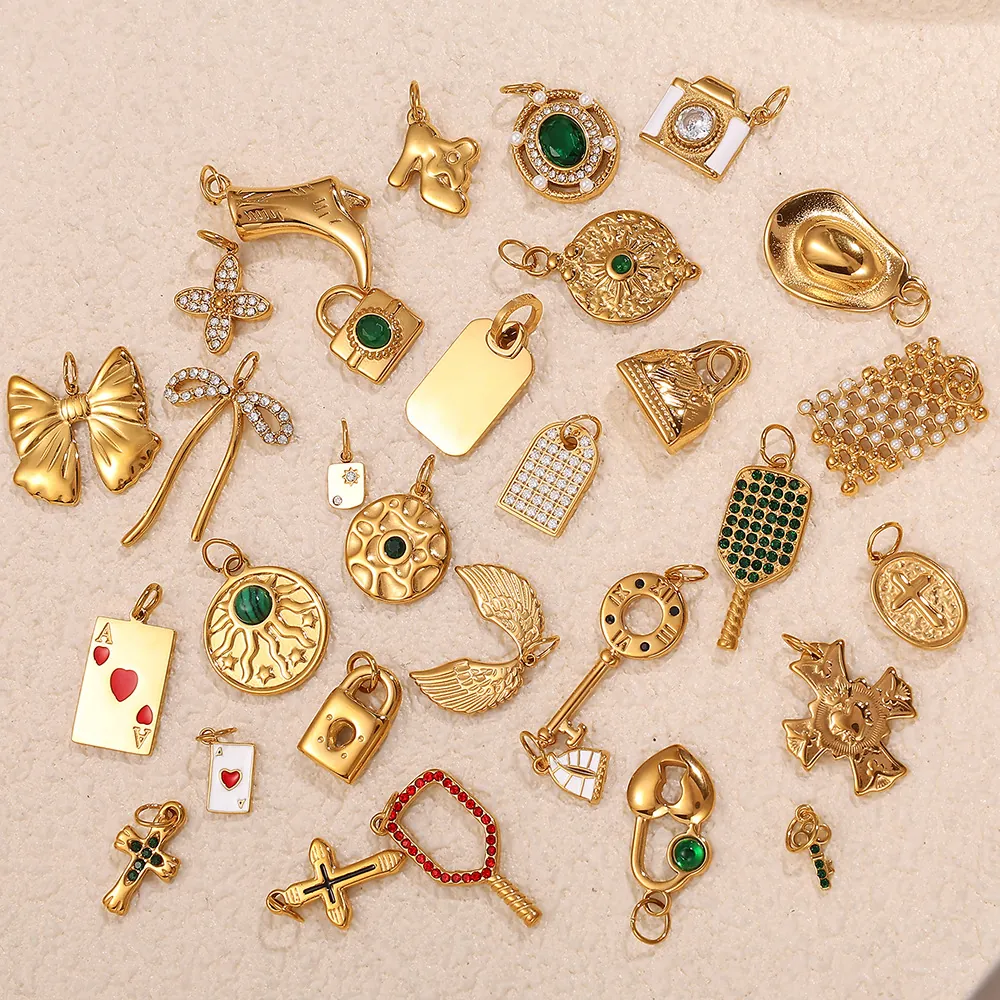Ciondoli Fai-da-te in Acciaio Inossidabile Con Placcatura in Oro 18K Zirconia Smalto per Creazione Gioielli Ciondoli Moda Vintage Donna Accessori
