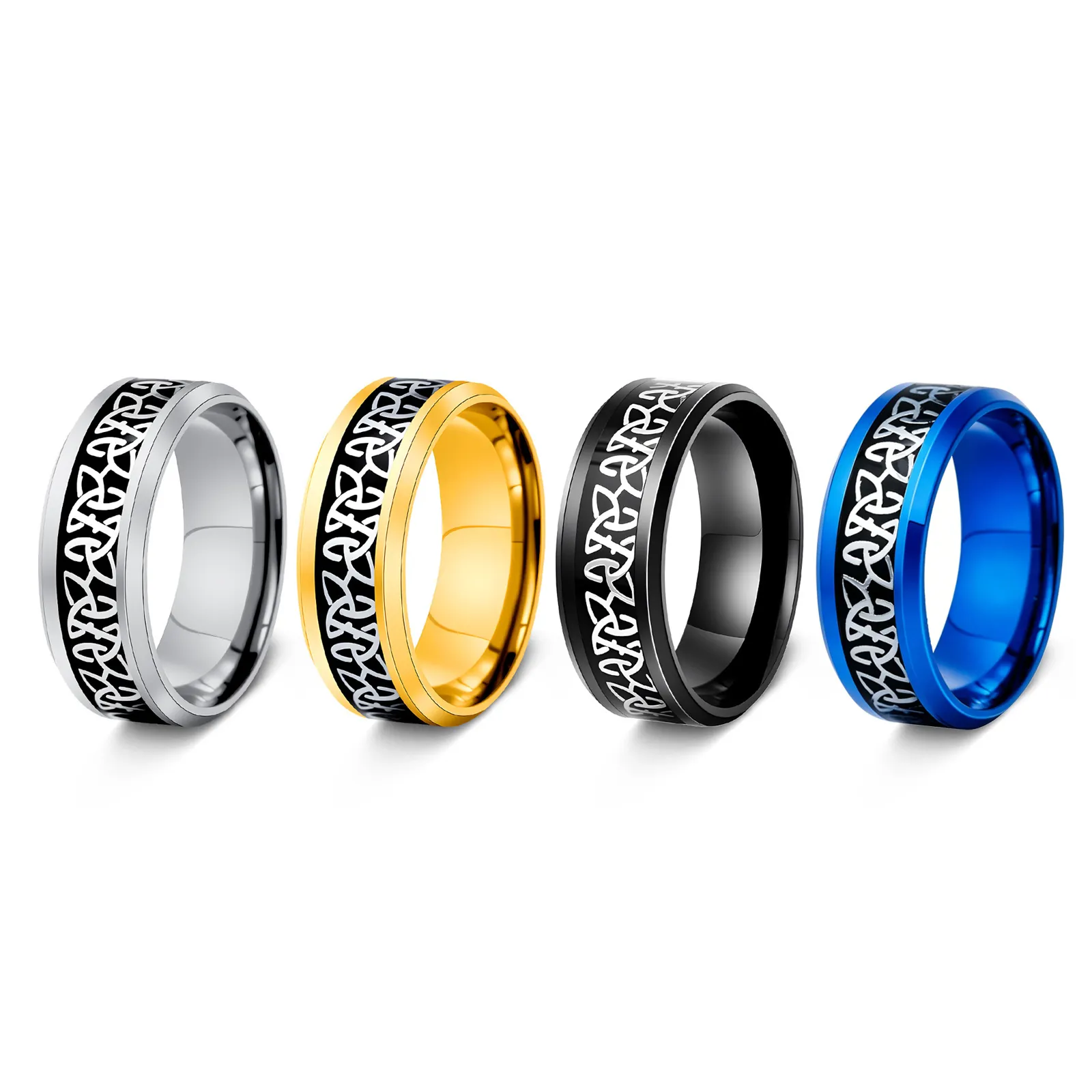 Bague Homme En Acier Inoxydable Noeud Celtique Vintage Nordique Viking Anneau Bijoux Mode