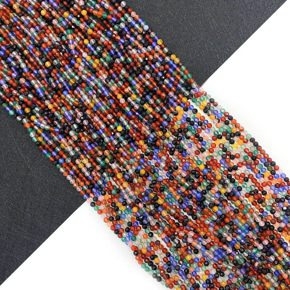 Gefacetteerde Meerkleurige Natuursteen Losse Kralen Ronde Gefacetteerde Edelsteen Kralen Voor DIY Ketting Armband Sieraden Maken Accessoires