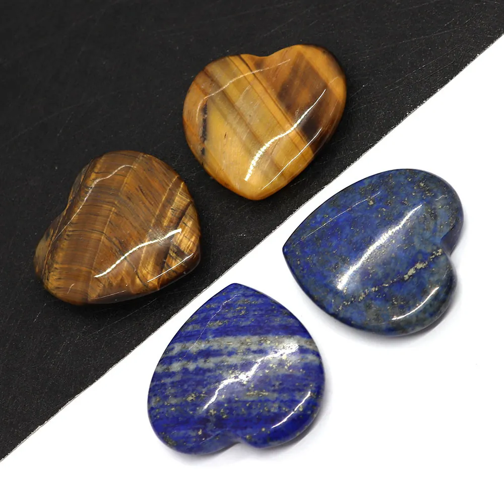 Pierre Naturelle en Forme de Coeur Pierre de Paume Grande Oeil de Tigre Lapis-lazuli Cristal de Guérison pour Bijoux DIY Décoration Maison Cadeau