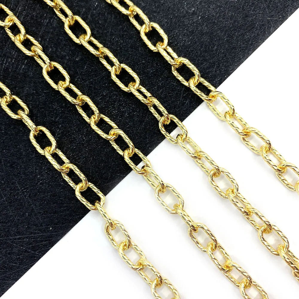 Copper Oval Twist Chain Roll Gold Plated Jewelry Making DIY Craft Accessories For Necklace Bracelet Making Finding