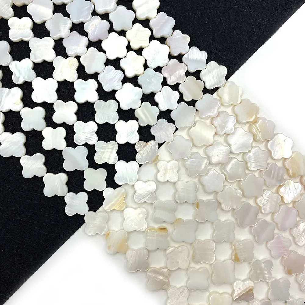 Natural White Shell Flower Loose Beads Clover Plum Blossom Shape For DIY Jewelry Making Necklaces Bracelets 6mm 8mm 10mm 12mm