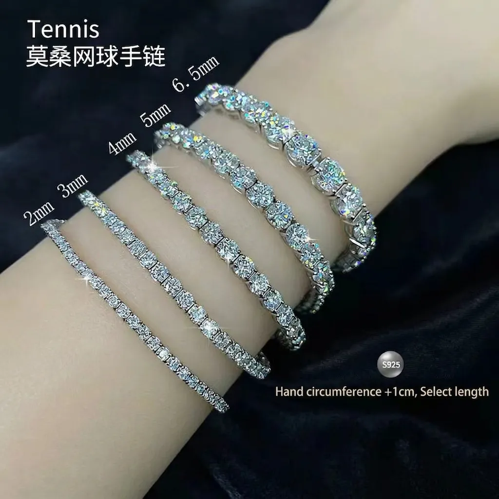 Hip Hop S925 Sterling Silver Moissanite Tennis Bracelet And Necklace Zirconia Chain Fashion Jewelry For Men Women Gift