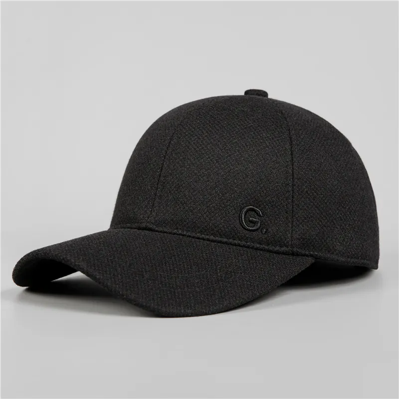 Men's Winter Warm Woolen Baseball Cap With Ear Flaps Adjustable Outdoor Windproof Hat For Middle Aged Elderly Father
