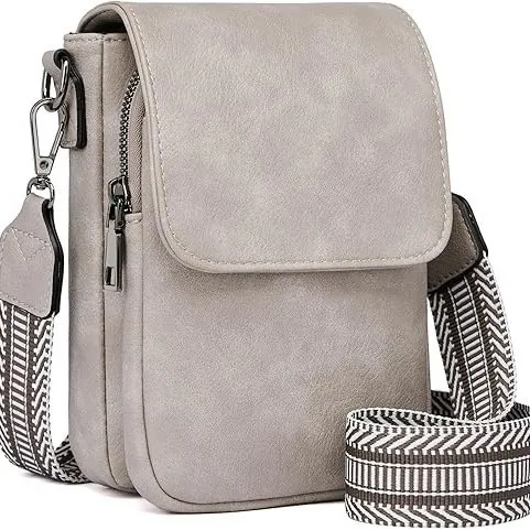 Borsa a Tracolla da Donna in Pelle PU per Cellulare Con Tracolla Larga Regolabile Geometrica Protezione RFID Piccola