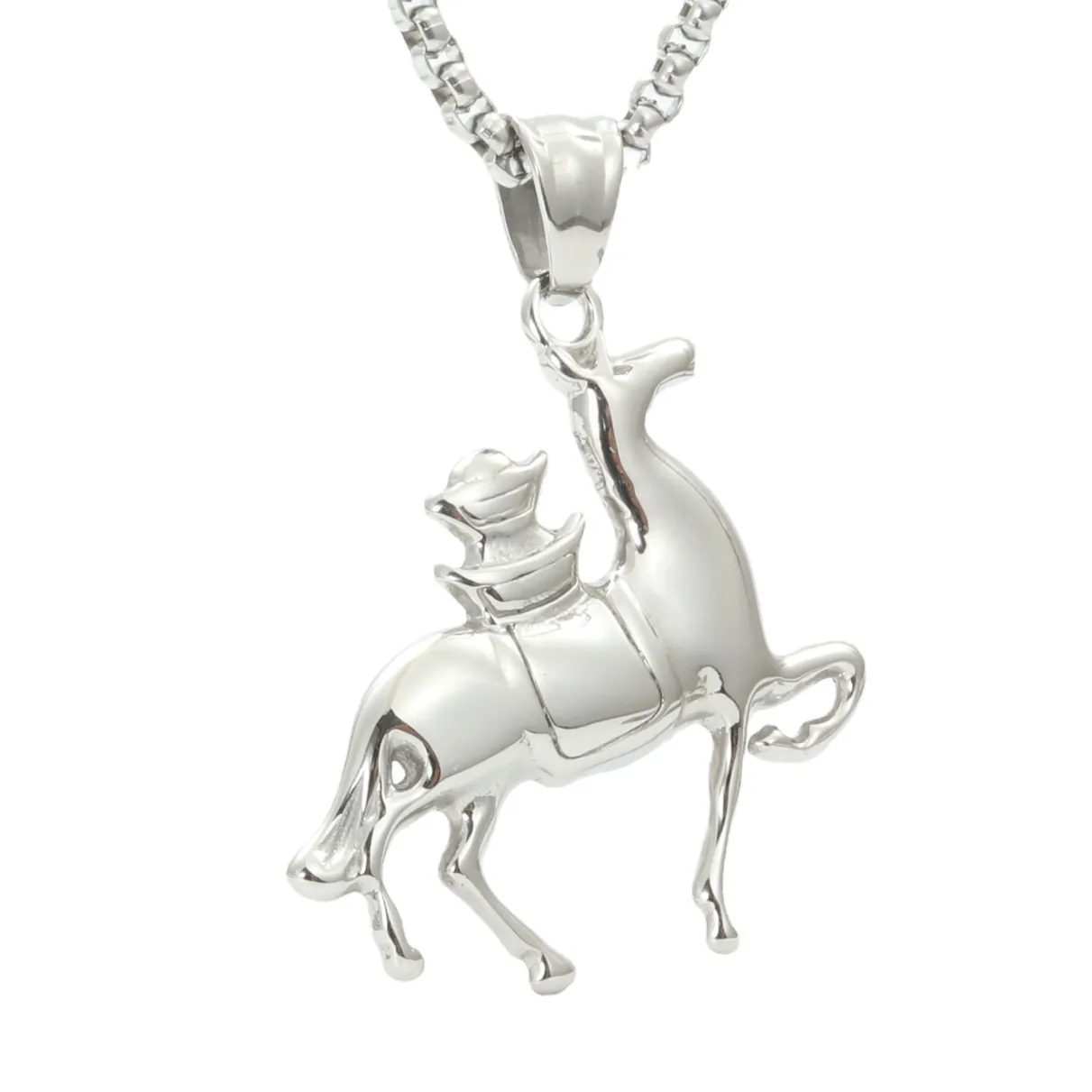 Vintage Titanium Steel Horse Rider Pendant Necklace For Men Women Western Cowboy Style Gold Silver Fashion Jewelry Gift
