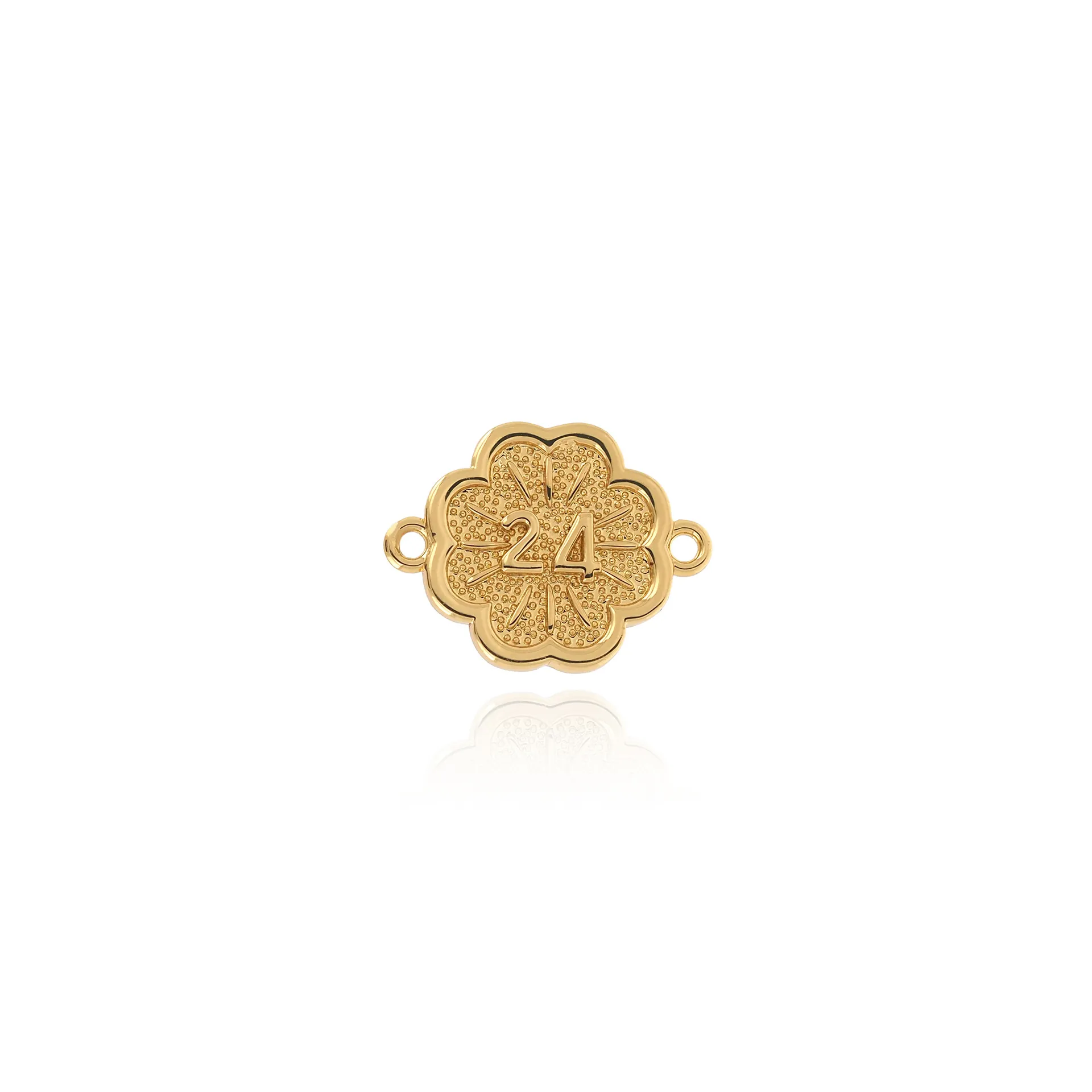 18K Vergoldeter Kupfer Zirkonia Blume Verbinder Nummer 24 Für DIY Schmuckherstellung Armband Halskette Zubehör