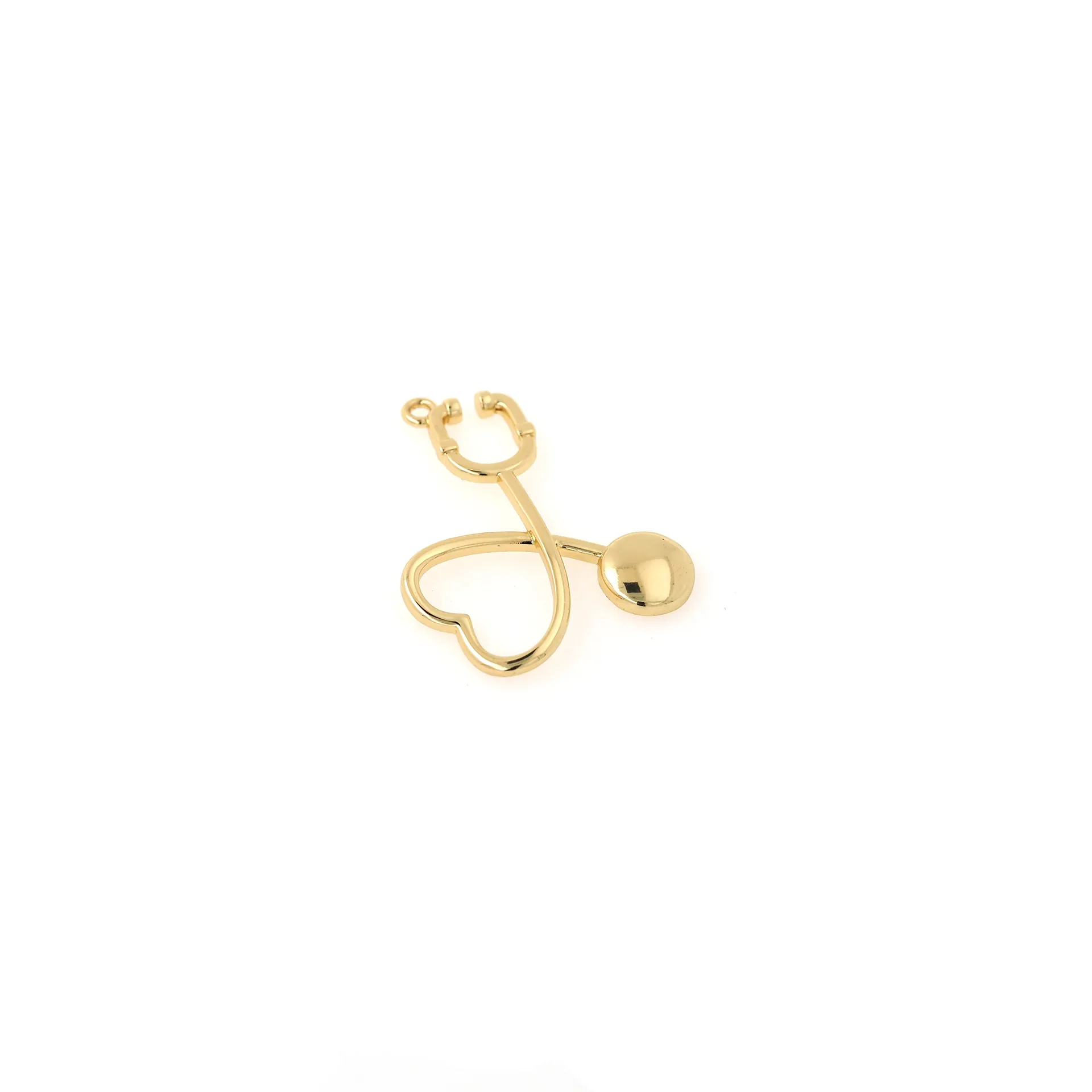 Ciondolo a Stetoscopio a Cuore in Rame Placcato Oro 18K Regalo Medico Per Medico Infermiere Accessorio Per Gioielli Fai-da-te