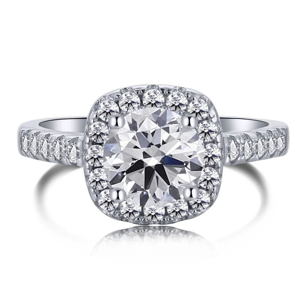 Lussuoso Anello in Argento Sterling S925 per Donna Brillante Halo Zirconia Pavé Strass Anello da Dito Elegante Gioielli per Matrimonio Banchetto Regalo