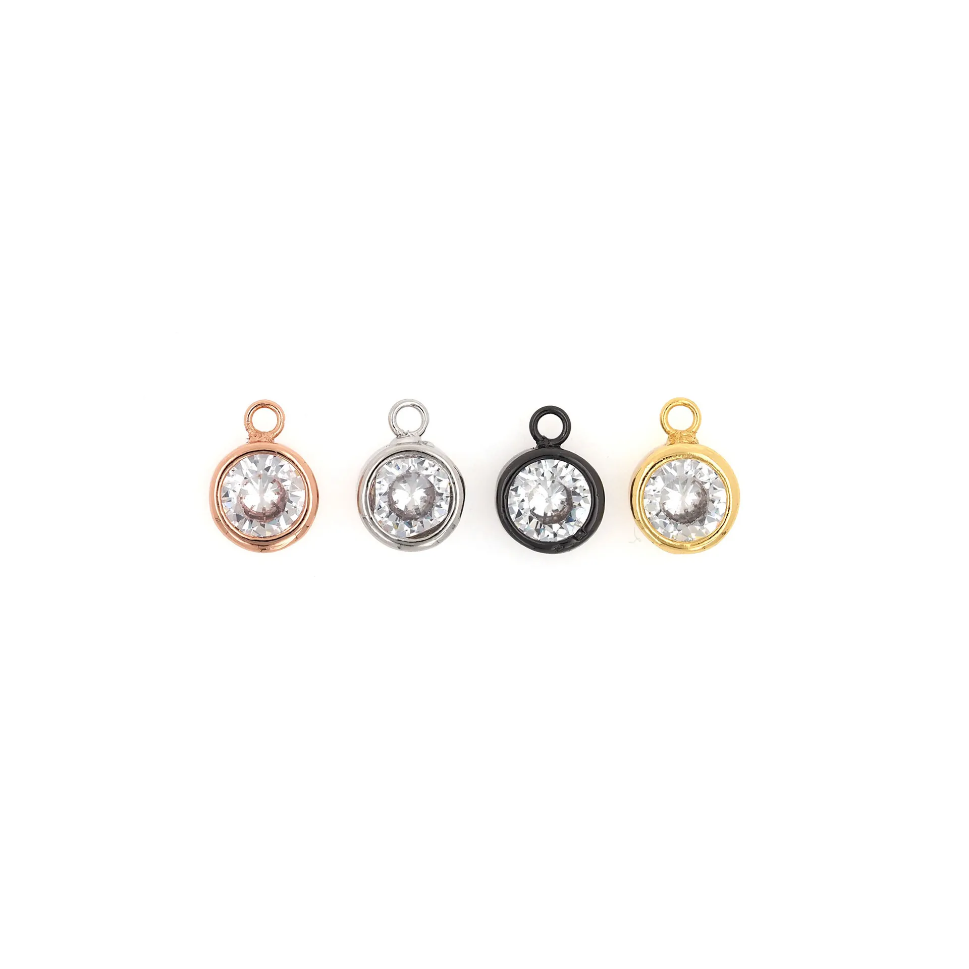Minimalist Round Zirconia Inlaid Copper Gold Plated Pendant Only Without Chain For DIY Jewelry Making Charms Accessories