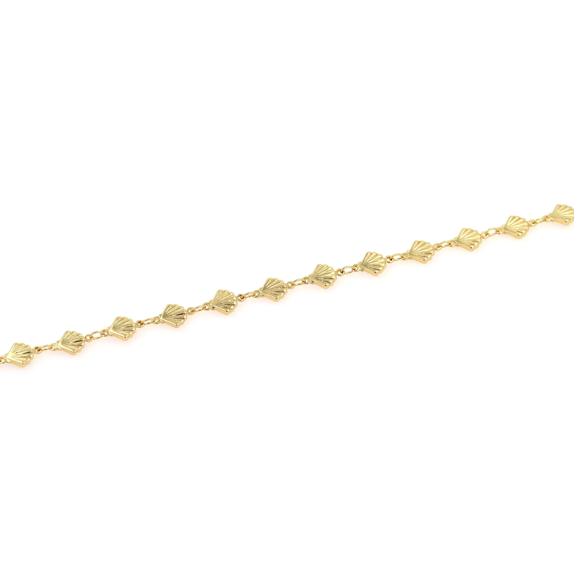 18K Real Gold Plated Copper Scallop Shell Chain For DIY Necklace Bracelet Making Semi-Finished Jewelry Accessory Findings