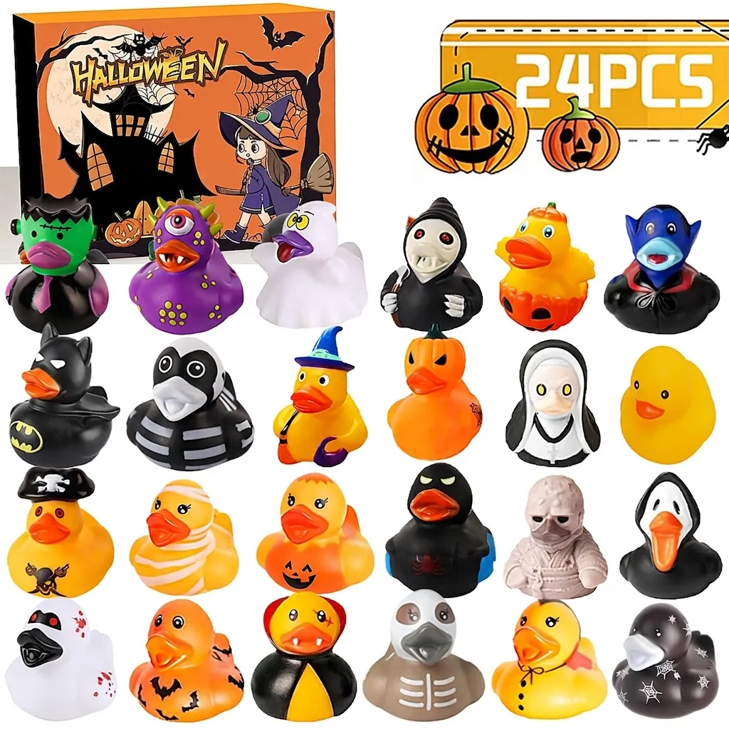 Rubber Ducks Advent Calendar Blind Box Holiday Novelty Gifts Halloween Christmas Vinyl Ducklings For Kids And Toddlers