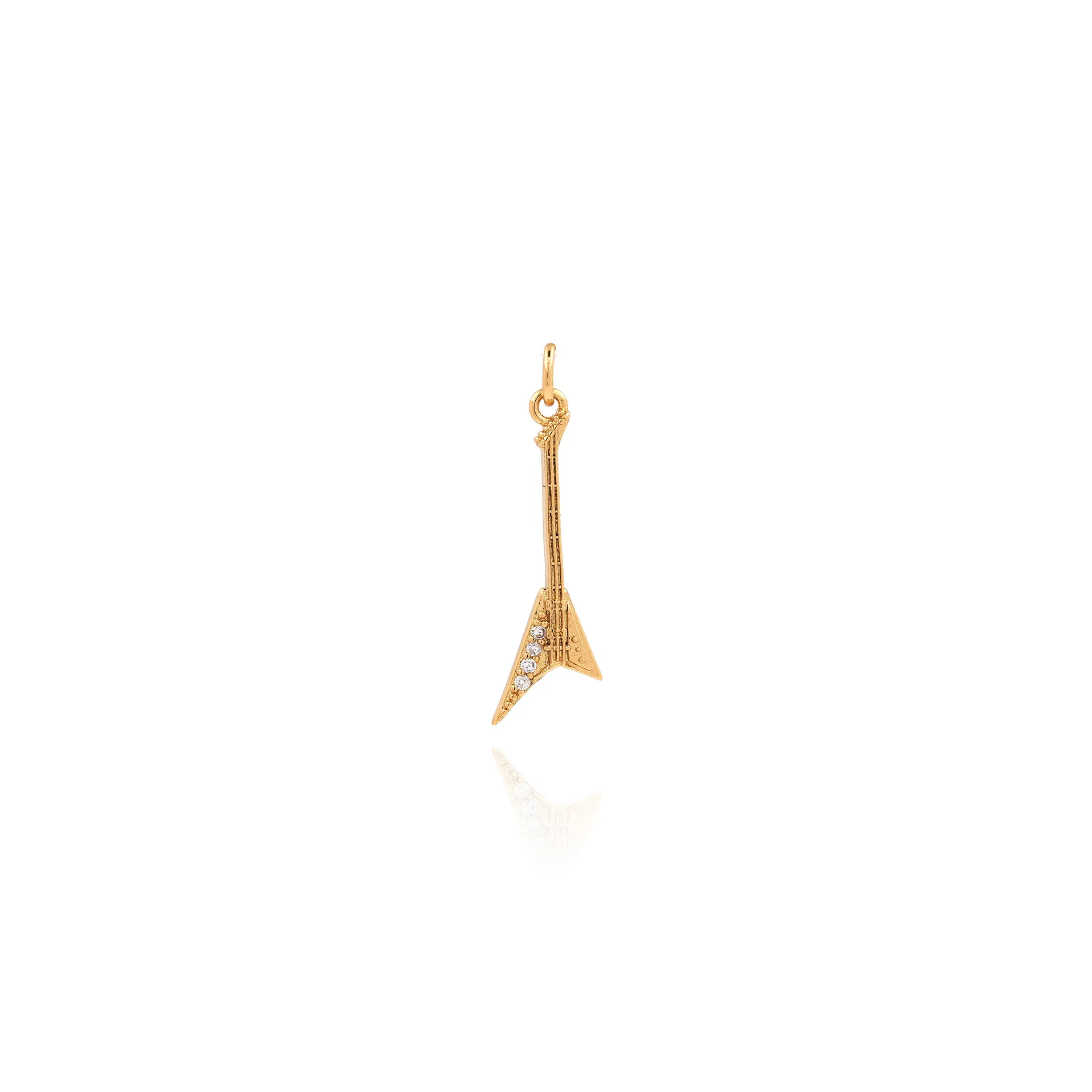 Pendentif en Forme de Guitare pour la Fabrication de Bijoux Cuivre Plaqué Or Zirconium Charme Accessoire pour Collier Bracelet Bijoux DIY