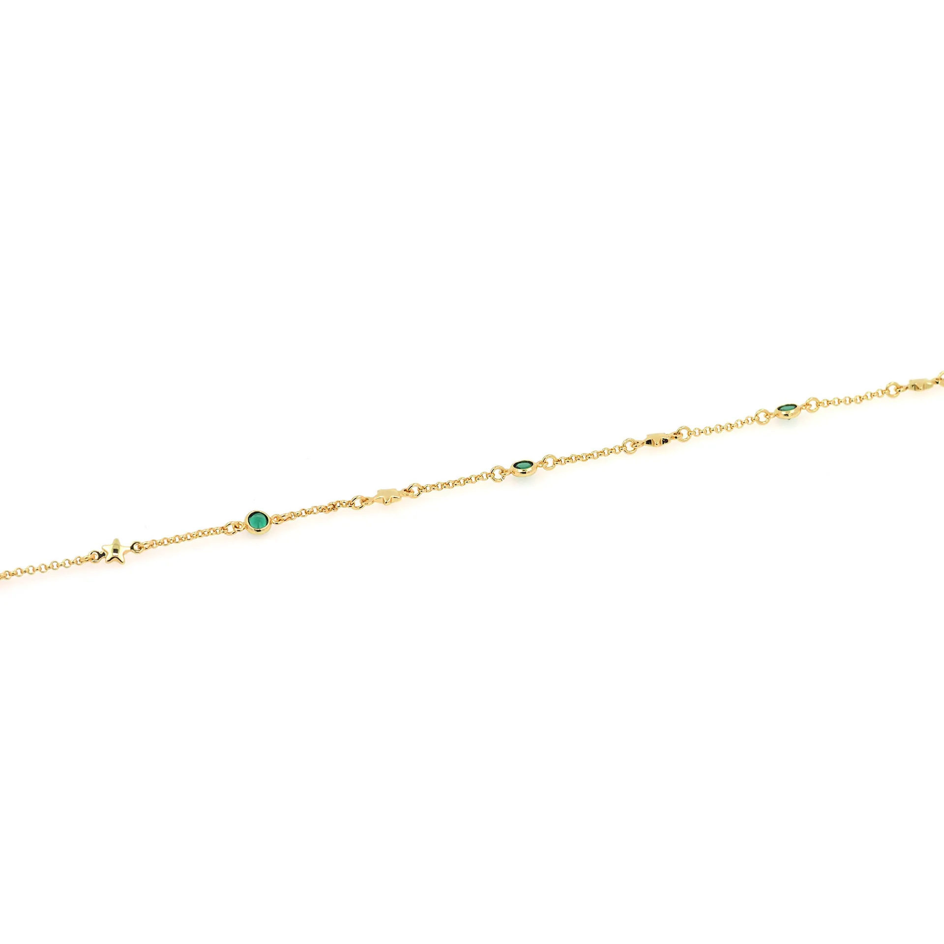 18K Gold Plated Copper Star Chain With Green Zircon For DIY Bracelet Necklace Making Jewelry Findings Accessory 5mm