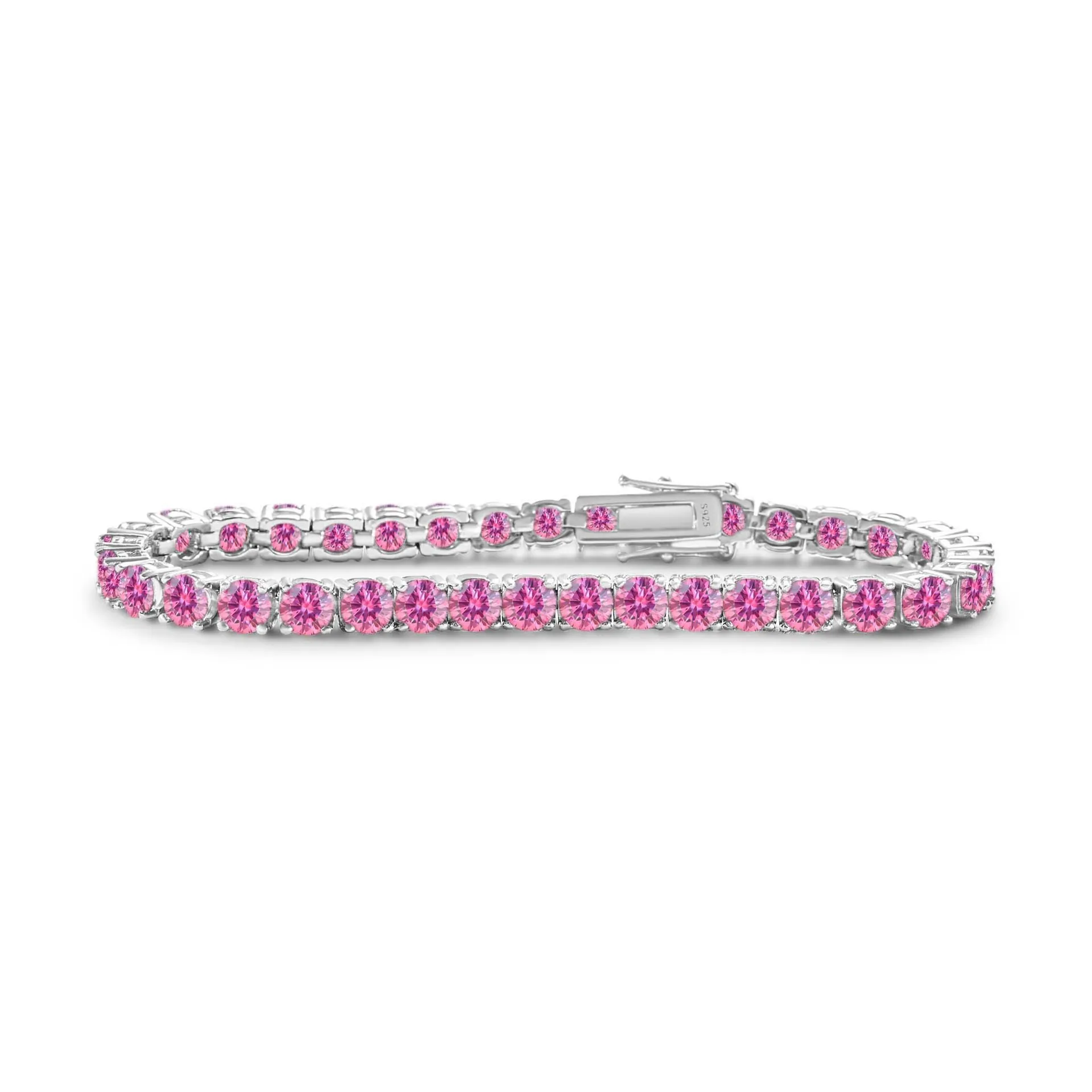 Klassisches 925 Sterlingsilber Moissanit Tennis Armband Rundschliff Pink Blau Lila Zirkonia Funkelndes Kettenarmband Schmuck Für Damen Hochzeit Geburtstagsgeschenk