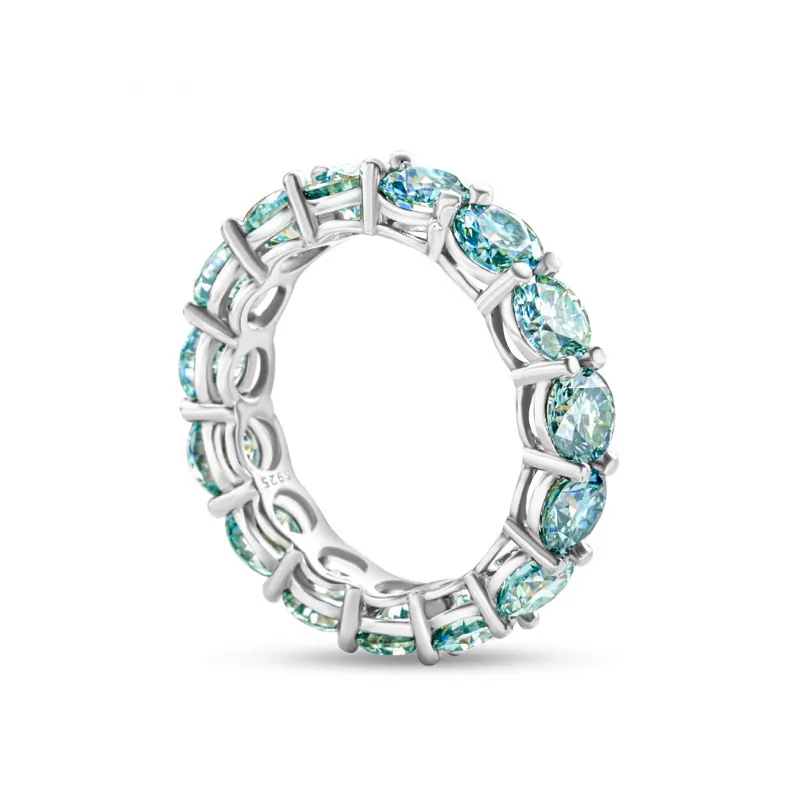 925 Sterlingsilber Moissanit Eternity Ring Rundschliff Eingelegtes Hochzeitsband Für Damen Unisex Schmuck Mit GRA Zertifikat