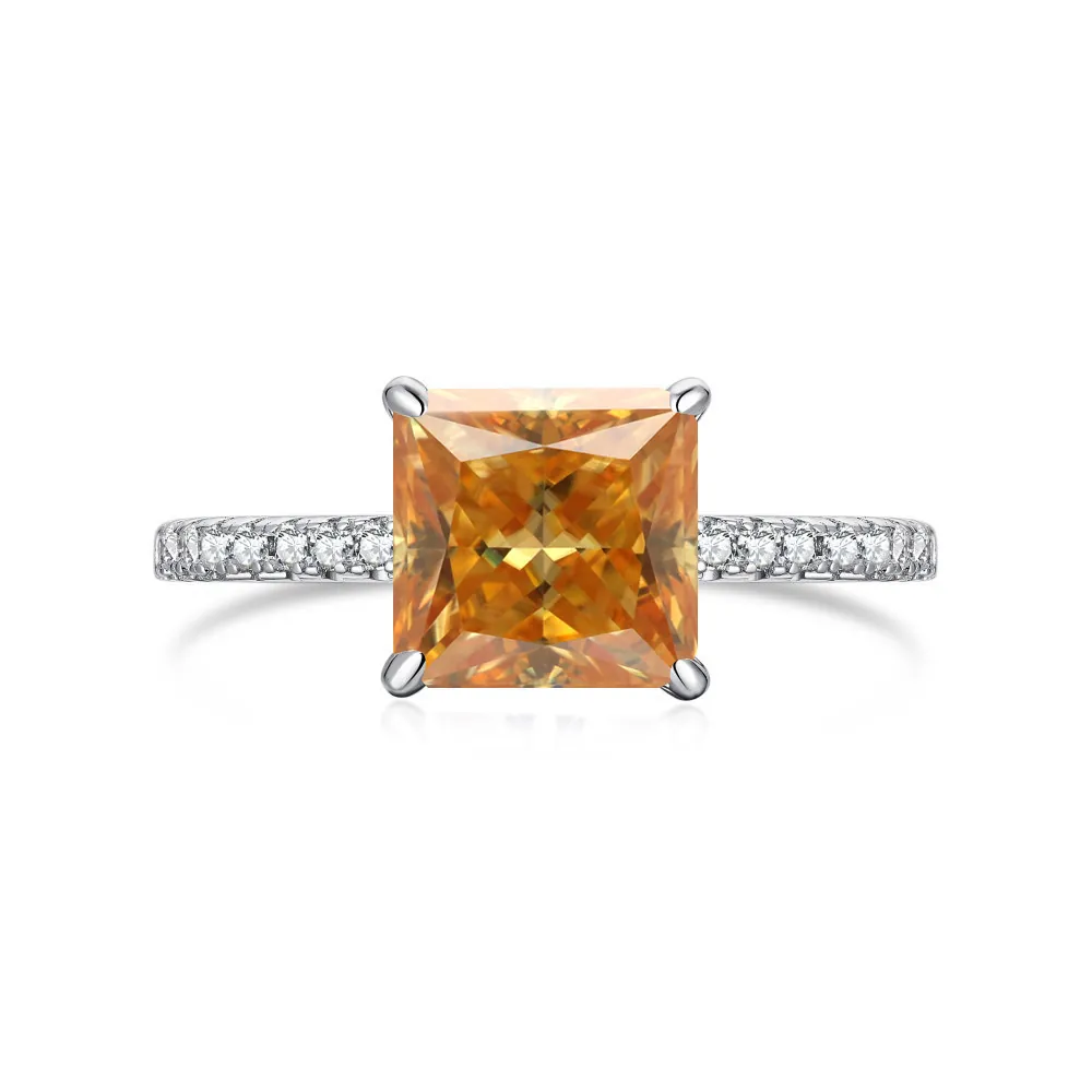 Princess Cut Moissanite 925 Sterling Zilveren Ring Met GRA-certificaat Luxe Pave-zetting Verloving Bruiloft Sieraden Voor Vrouwen