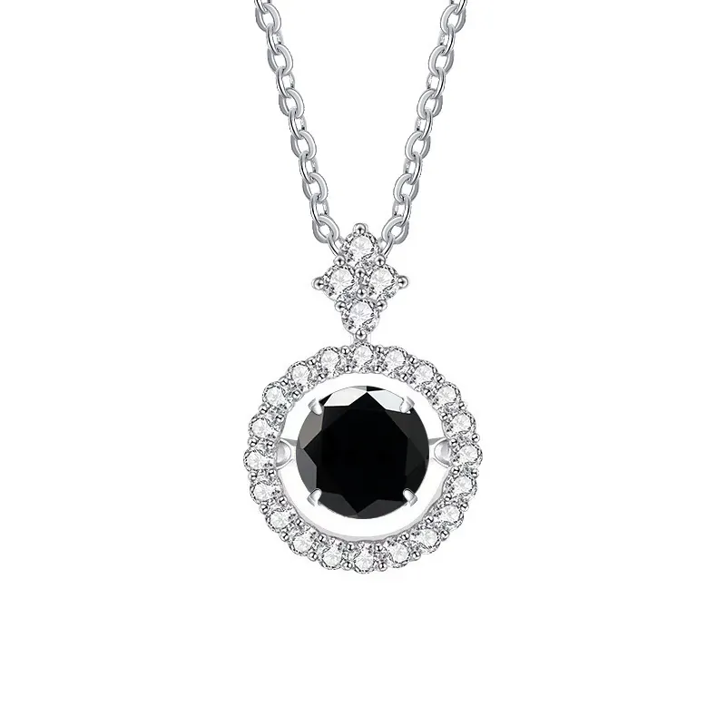 925 Sterling Zilver Moissanite Halsketting Ronde Halo Hanger Eén Karaat D Kleur VVS1 Elegante Sieraden Met GRA-Certificaat Voor Vrouwen Huwelijkscadeau