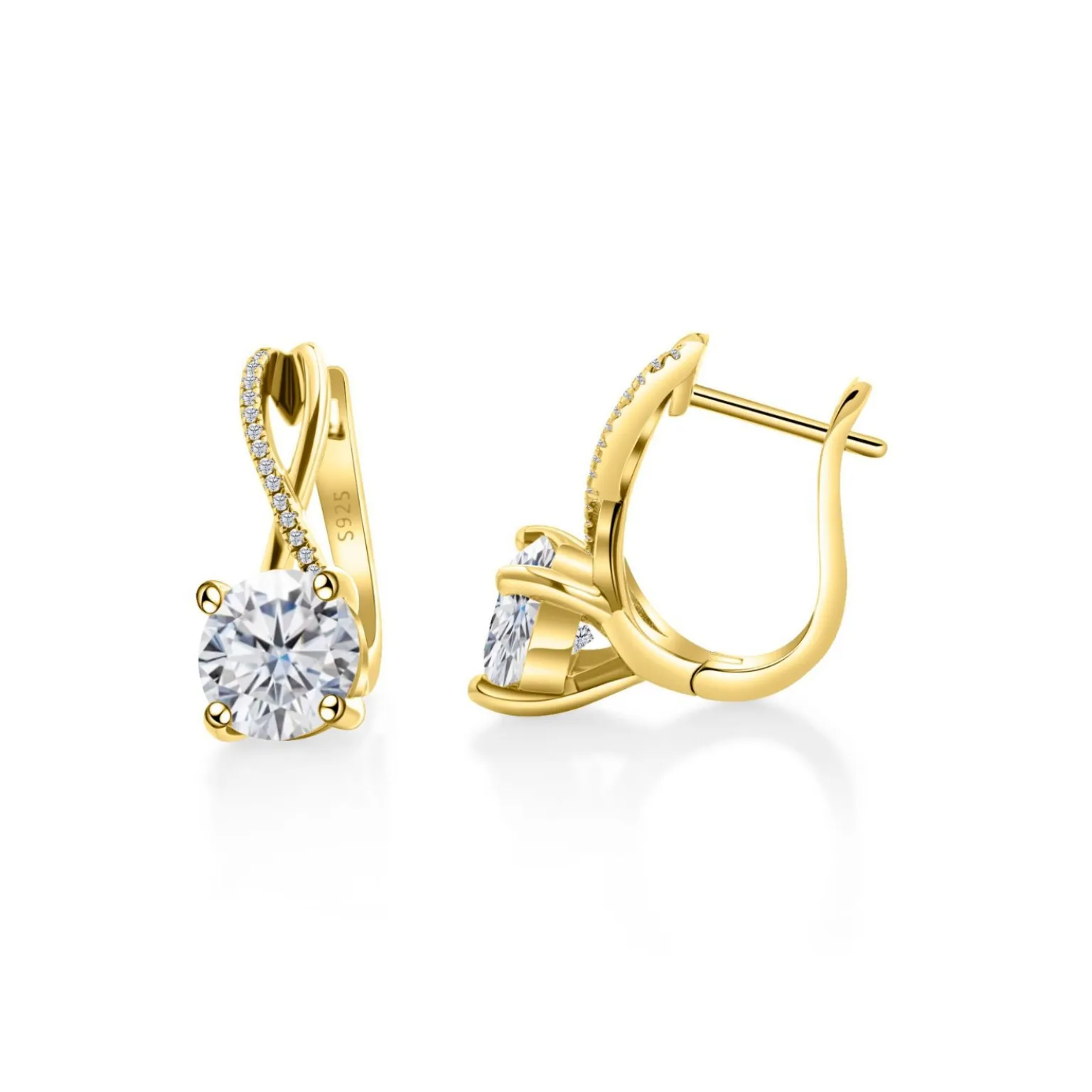 Luxury S925 Sterling Silver Moissanite Earrings For Women Round Cut Twisted Hoop Earrings Elegant Fashion Jewelry Gift