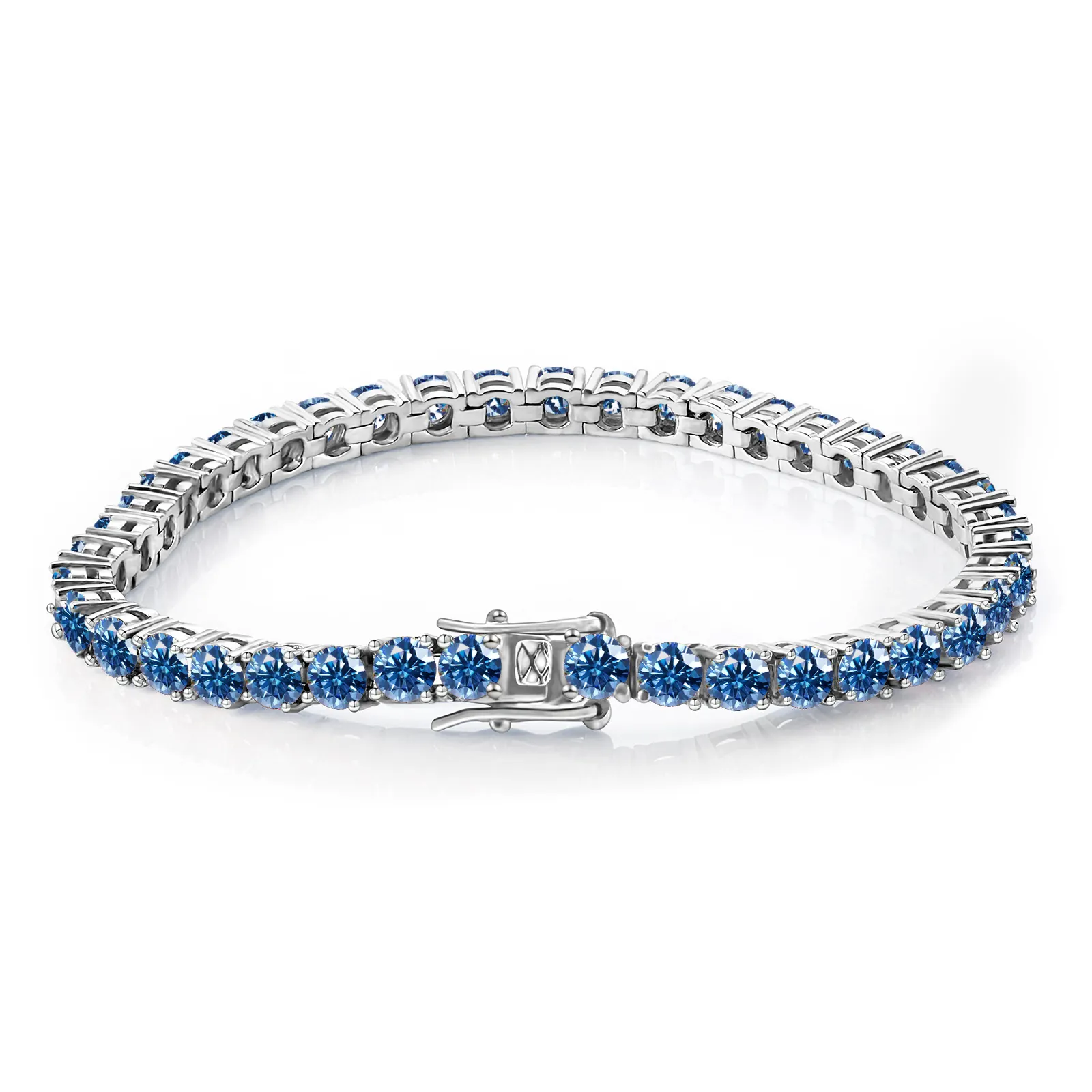 Luxury Colorful Moissanite Tennis Bracelet 925 Sterling Silver Round Cut Lab Diamond Hip Hop Bracelet With GRA Certificate For Men Women Jewelry