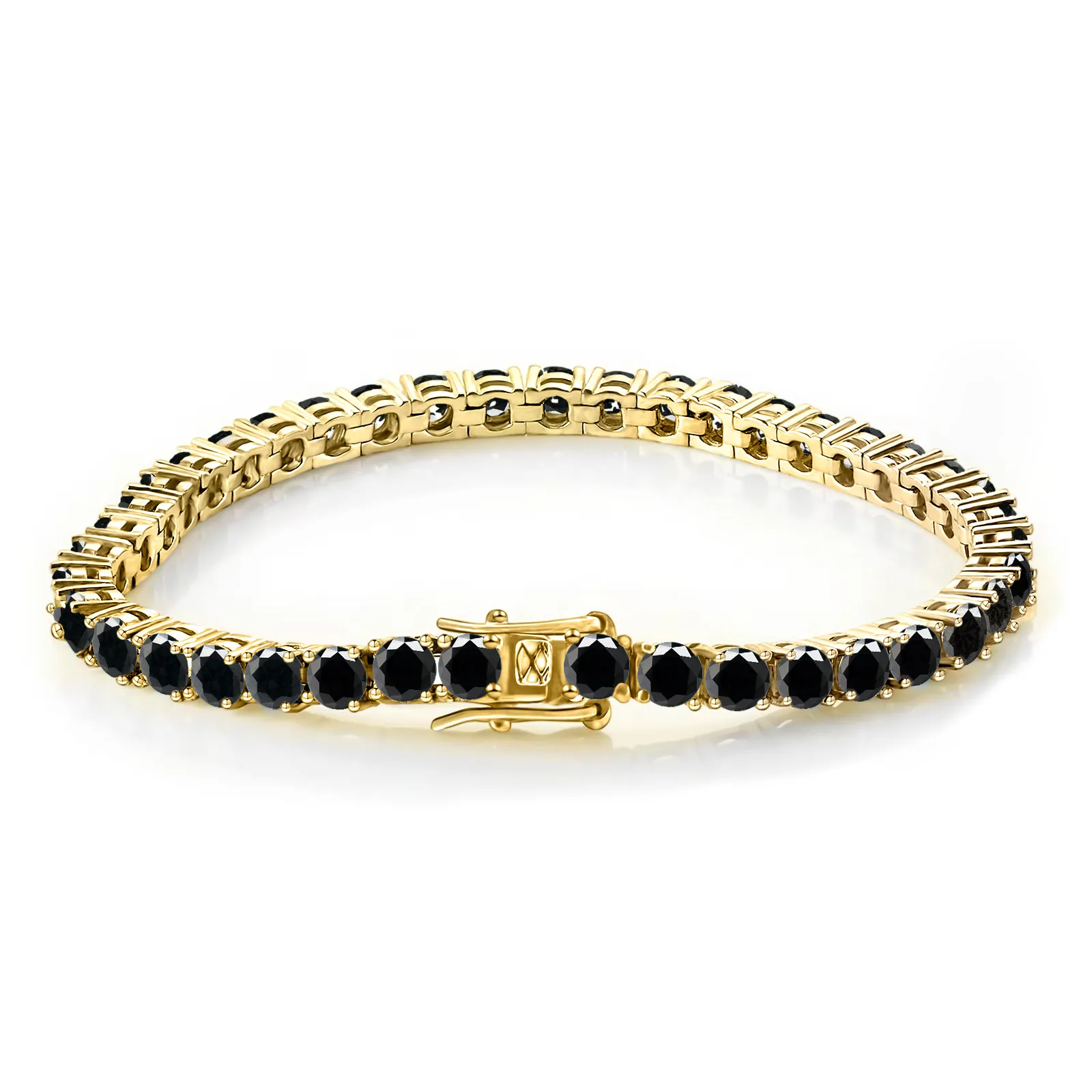 Pulsera de Tenis Collar de Moissanita Negra de Lujo para Mujeres Hombres Plata de Ley 925 Chapado en Oro Rosa Joyería Piedra Redonda