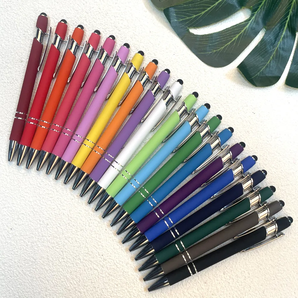 Stylus Ballpoint Pens Aluminum Metal Retractable Click Dual Function For Tablet Touchscreen Morandi Colors Stationery