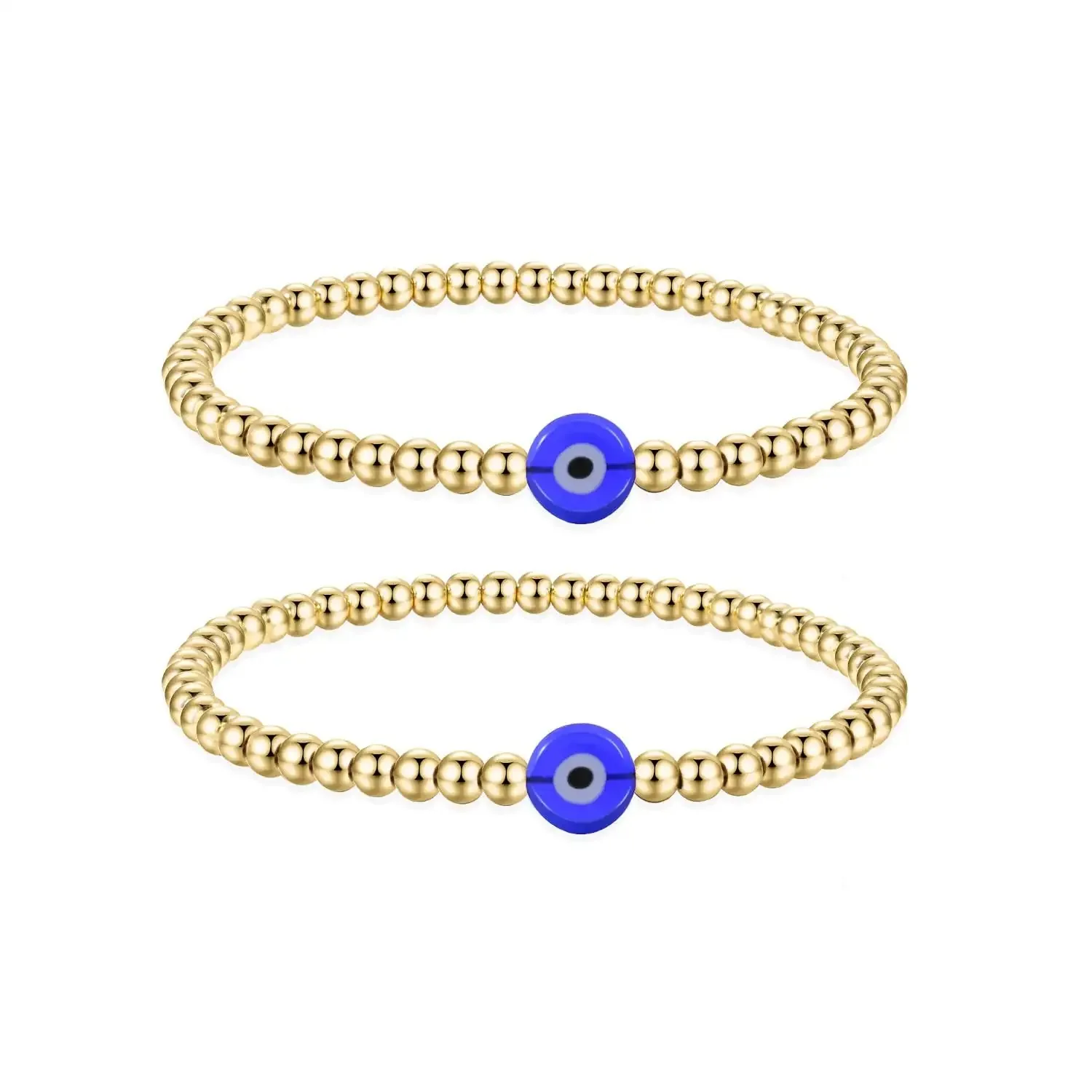 Bohemian Stainless Steel Gold Beaded Evil Eye Bracelet For Women Fashion Jewelry Layered Stackable Charm Bracelet Amulet Gift