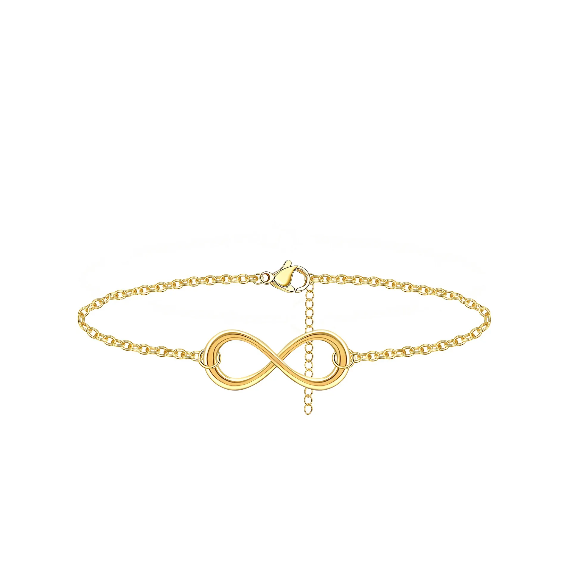 Minimalist Stainless Steel Infinity Bracelet For Women Non Fading Gold Silver Infinite Geometric Figure 8 Symbol Adjustable Chain Jewelry