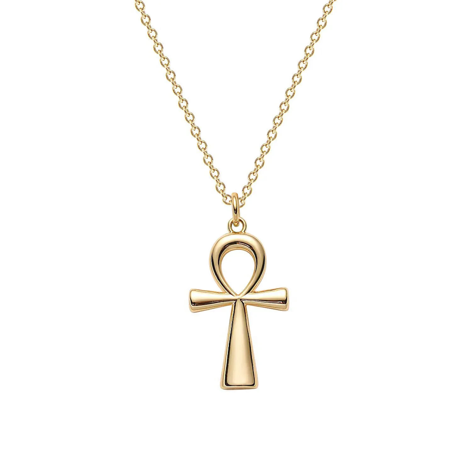 Collana con Pendente a Croce Ankh Egiziana in Acciaio Inossidabile per Uomo Donna Oro Colore Acciaio Simbolo Religioso Gioiello
