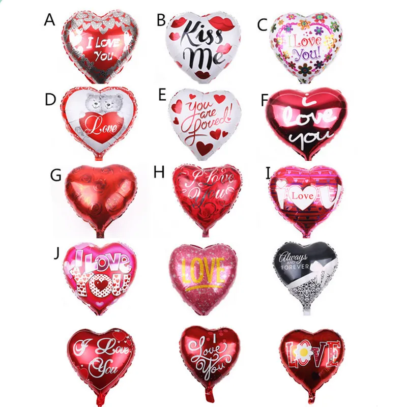 Heart Shaped Aluminum Foil Balloon I Love You Printed Wedding Valentine Day Party Decoration Balloon