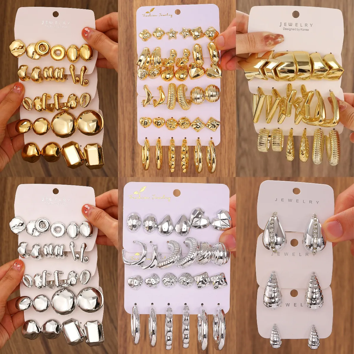 Fashion Geometric Hoop Stud Earrings Oversized Retro CCB Jewelry For Women With Stainless Steel Earring Post