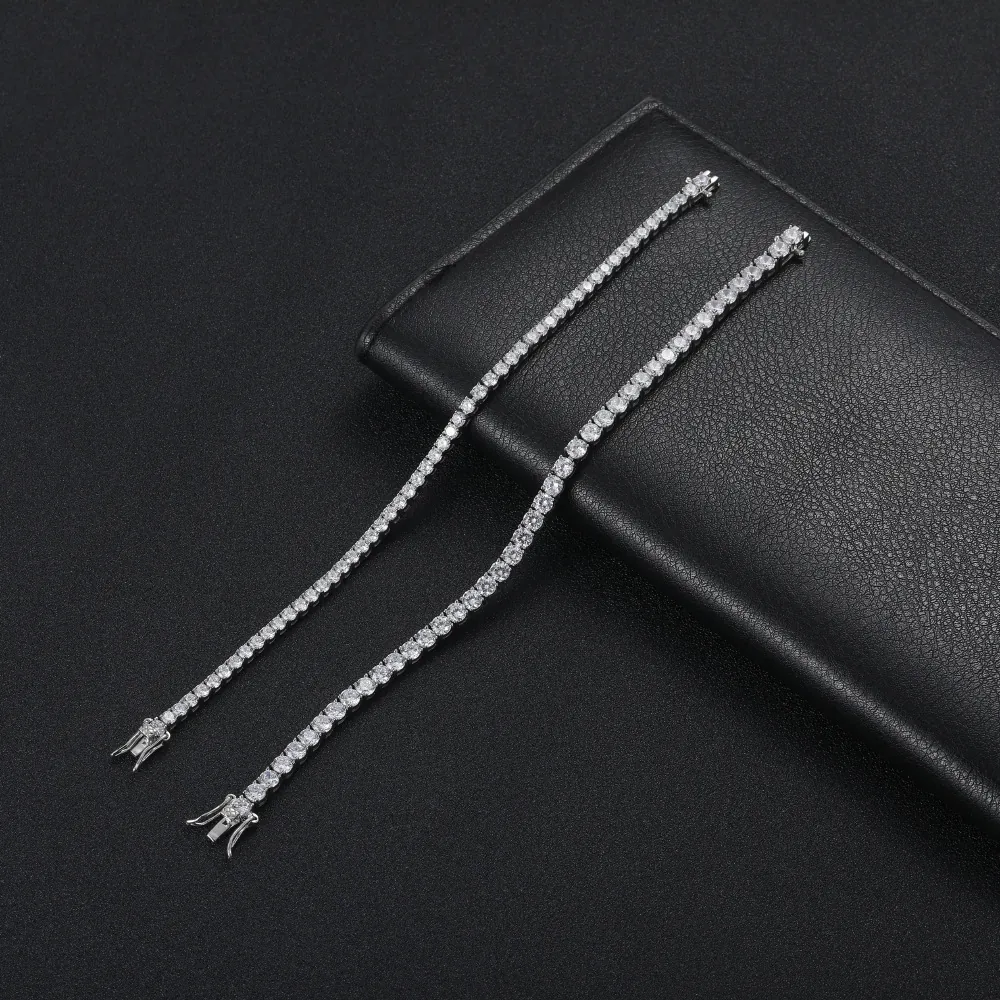925 Sterlingsilber Tennis Armband Für Herren Damen Hip Hop Zirkonia Mikro Eingelegt Kette Link Armband Schmuck