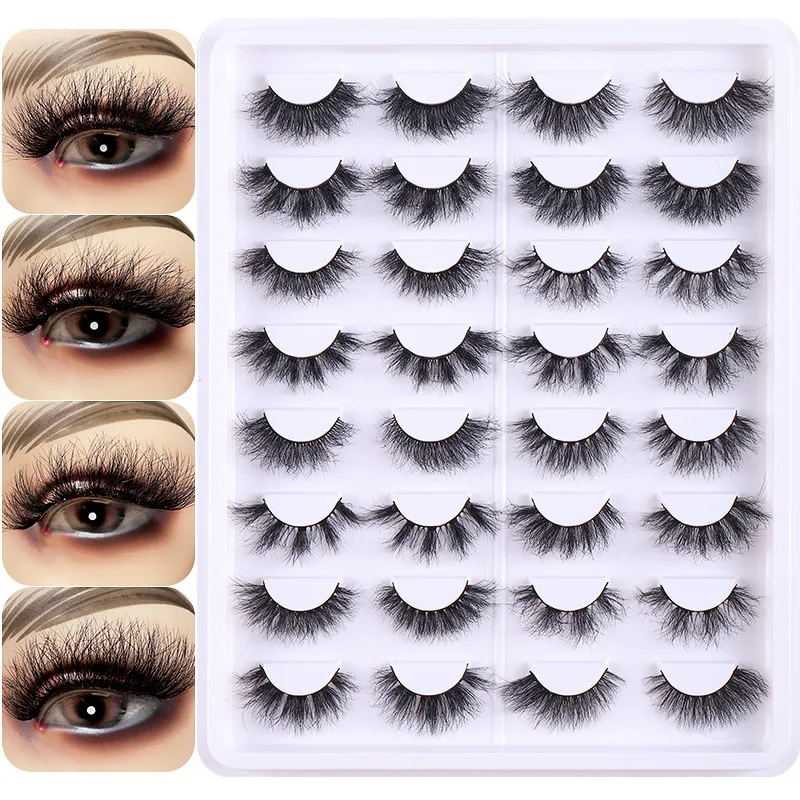 Faux Mink False Eyelashes Black 3D Curly Dense Fluffy Natural Looking Handmade Eye Makeup Tool For Wedding Party Women Beauty