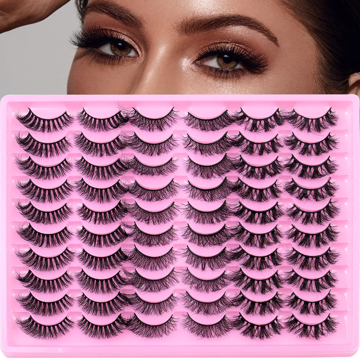 Fluffy Faux Mink False Eyelashes Natural Thick Curled Waterproof Reusable 8D Effect Makeup Tool For Women Eyes Beauty Extension
