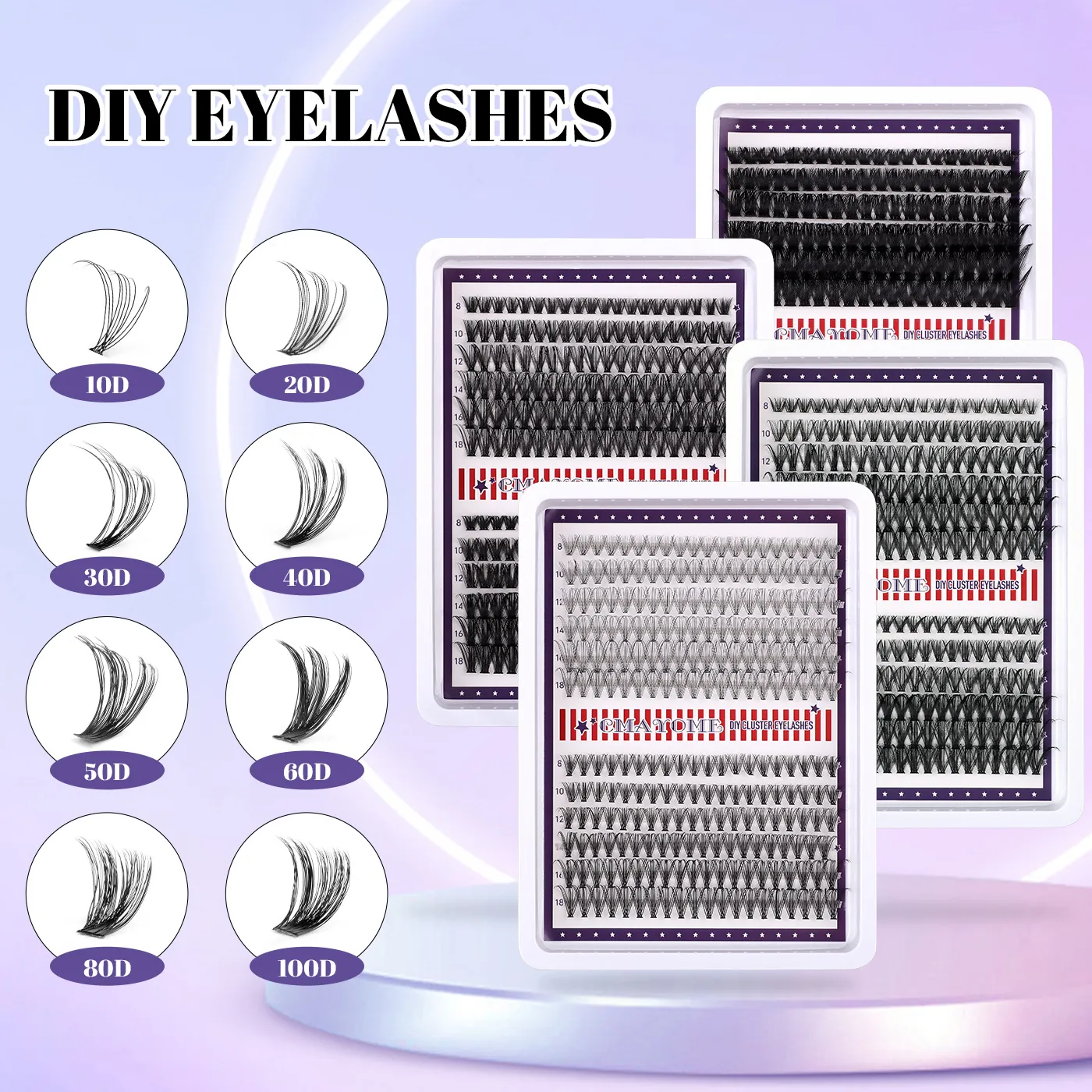 Professional DIY Individual Cluster Eyelashes Extension Kit Natural Wispy Dense Black Segmented False Eyelashes Makeup Tool