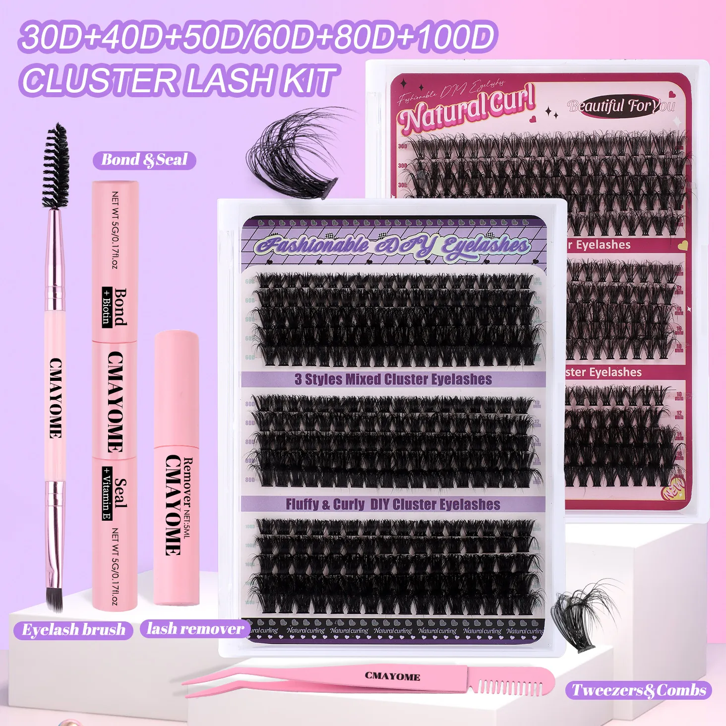 Kit Estensione Ciglia a Grappolo DIY Segmentate Stile Russo Volume Ciglia Finte Ricciolo D Lunghezza Mista Ciglia Naturali Con Colla Sigillante Rimuovi Pinzette