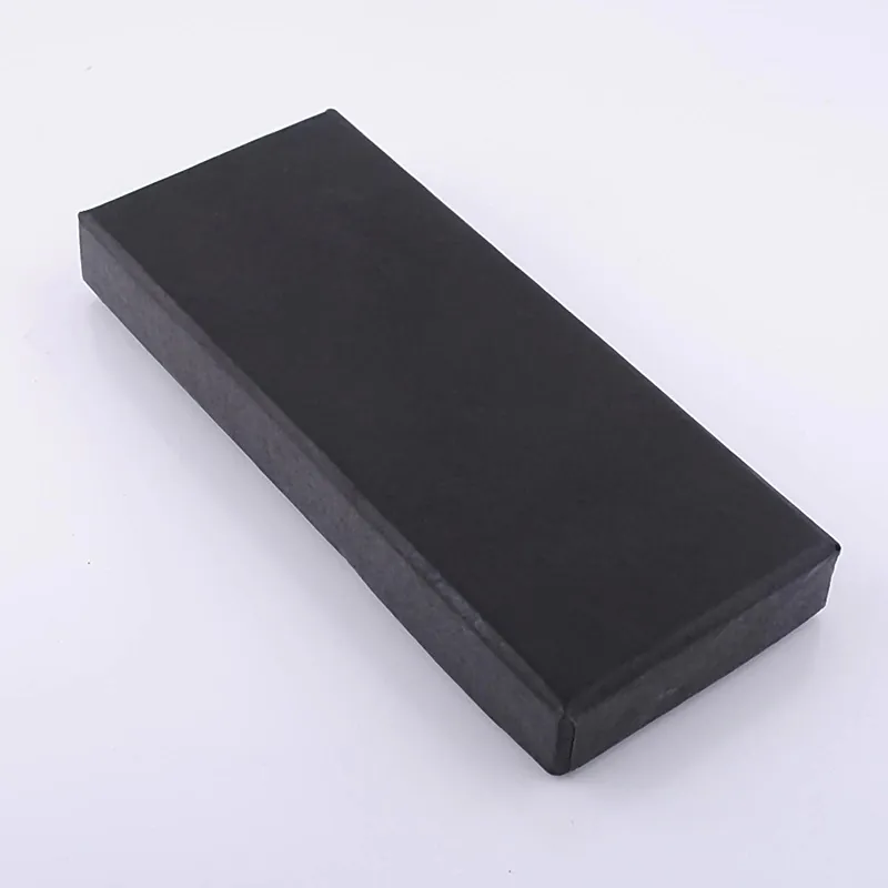 Long Black Rectangular Jewelry Gift Box For Keychain Necklace Bracelet Empty Paper Packaging Case With Inner Sponge Lining