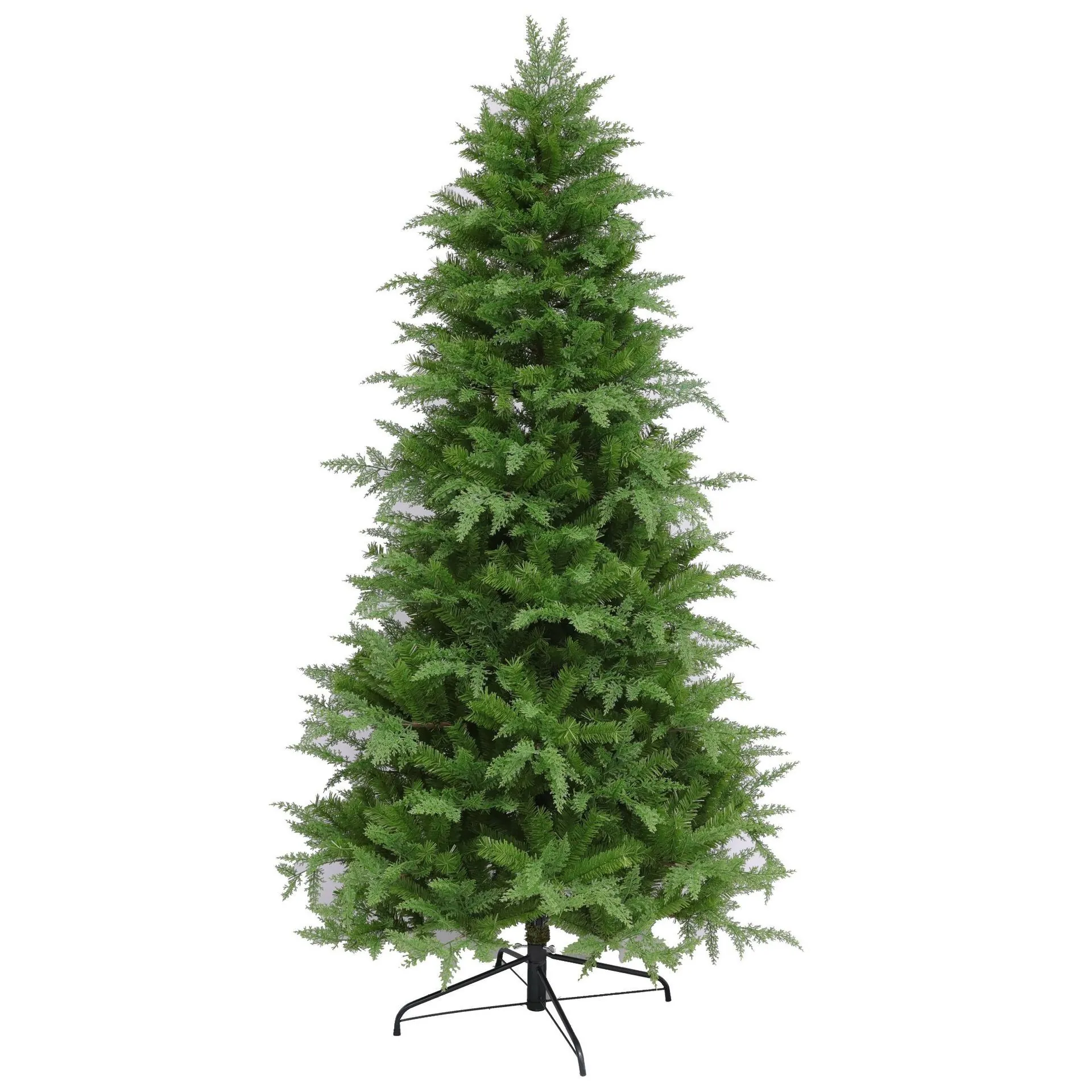 Realistic Artificial Christmas Tree With PVC Mixed Leaves Dense Pine Needle Tree With Sturdy Metal Stand For Home Holiday Decor