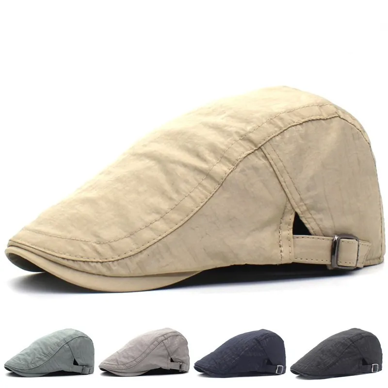 Waterproof Breathable Double Layer Polyester Flat Cap For Men Women UV Protection Adjustable British Style Ivy Beret Hat