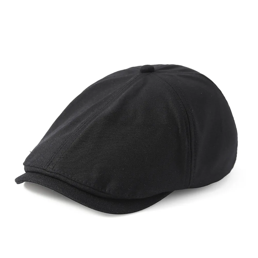 Casquette Newsboy Rétro Couleur Unie pour Hommes Femmes Coton Casquette Forward Style Britannique Flat Cap Décontracté Béret
