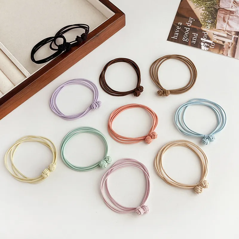 Minimalist High Elastic Nylon Hair Ties Knot Design Solid Color Ponytail Holders Durable Women Hair Accessories