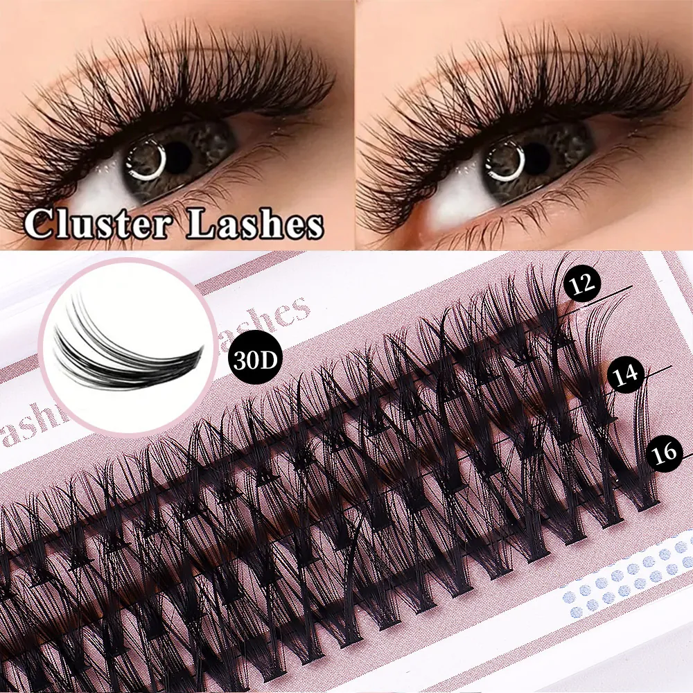 Kit Extension Ciglia a Grappolo DIY Set Ciglia Finte Individuali Con Colla Pinzette e Pennello Strumenti Professionali Neri