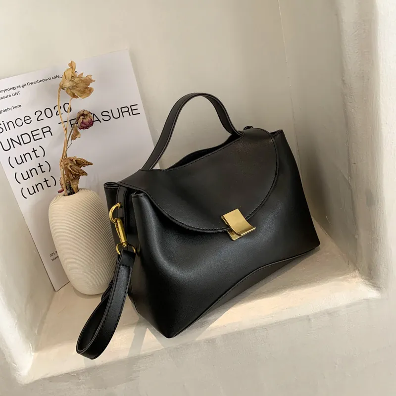 Fashion PU Leather Square Shoulder Bag For Women Large Capacity Lock Handbag Versatile Crossbody Bag Daily Office Work