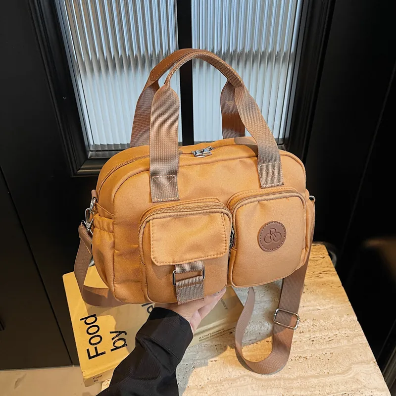 Women Fashion Multi-pocket Canvas Shoulder Bag Casual Large Capacity Crossbody Bag For Work Travel Commuting Daily Use