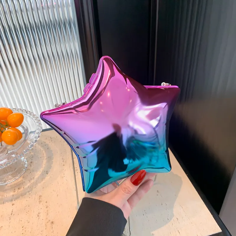 Sac à Bandoulière en Acrylique en Forme d'Étoile pour Femmes Fini Miroir Métallique Sac à Épaule Chaîne Mode Y2K Fête