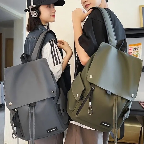 Minimalist Coated Oxford Fabric Backpack For Women Men Large Capacity Laptop Bag Casual Street Style Campus Travel School Bag