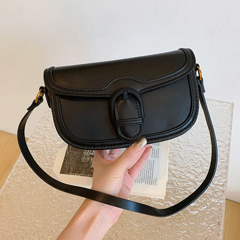 Sac à Bandoulière Vintage en Cuir PU pour Femmes Sac Selle avec Bandoulière Réglable Rabat Sac à Épaule Carré Quotidien